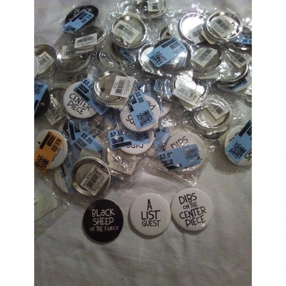25 Bridal shower Novelty Buttons Pins black sheep
